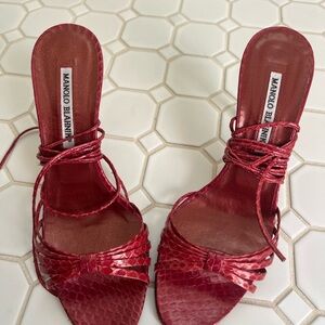 Manolo Blahnik Crimson Strappy Heels